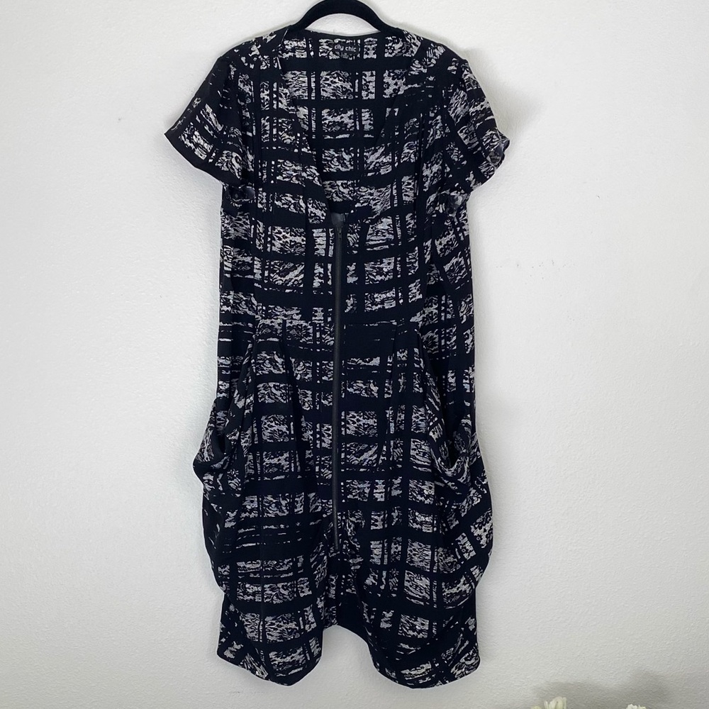 City Chic Zip Front Tunic Dress (Lace Print)